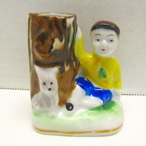 Vintage Small Flower Vase / Pen Holder, Hand Painted Porcelain MK Made in Japan